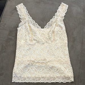 White House Black Market - Cream, lace top.